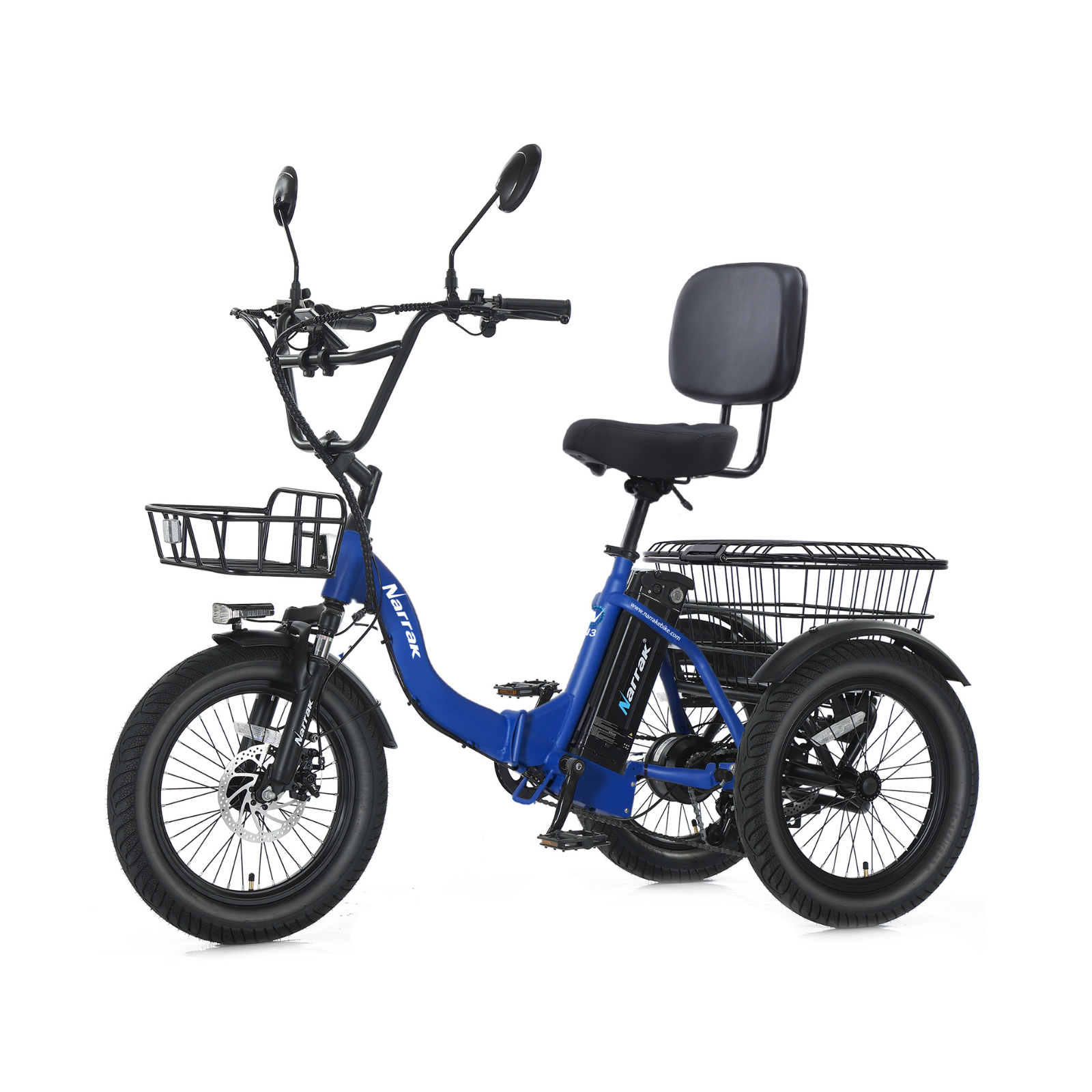 Narrak Electric Trike N6 White 48V 13Ah Battery 1100W Peak Motor, 20MPH