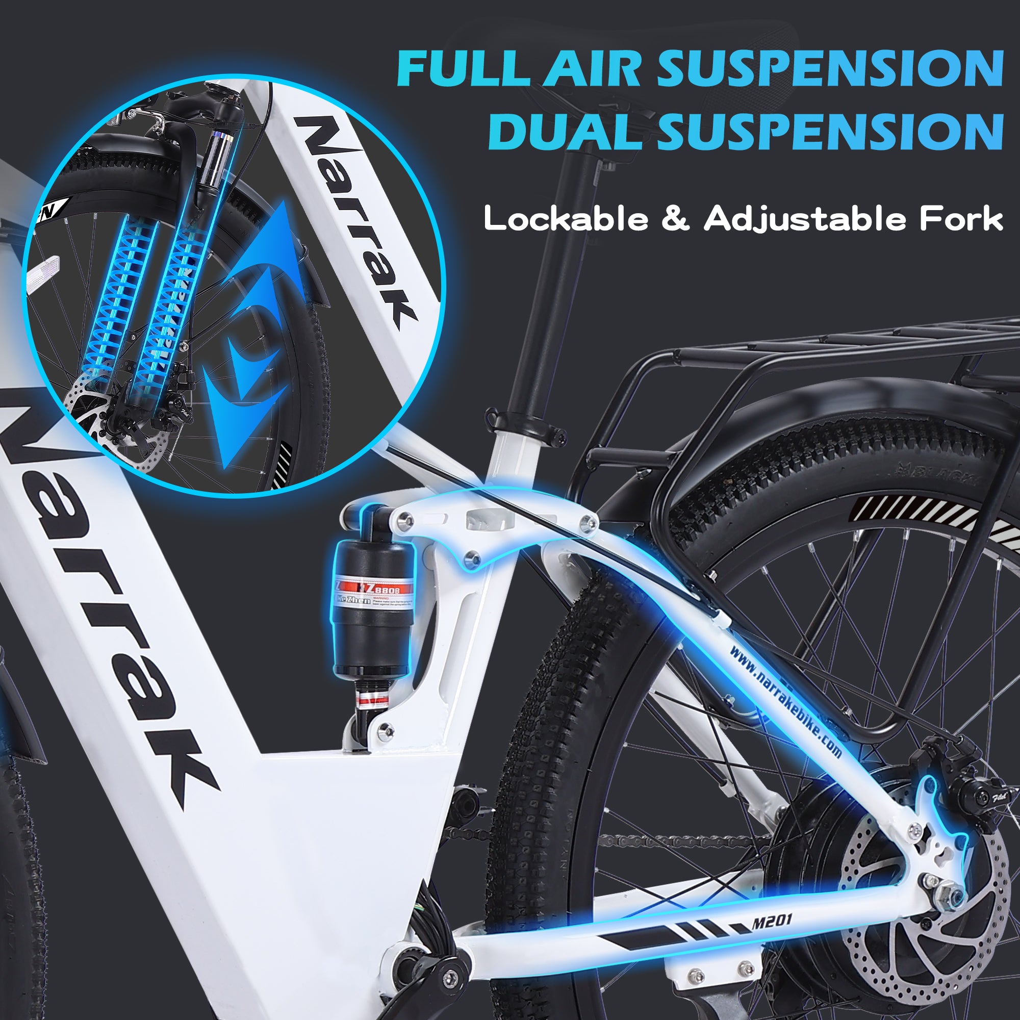 Electric Mountain Step Over E-Bike White