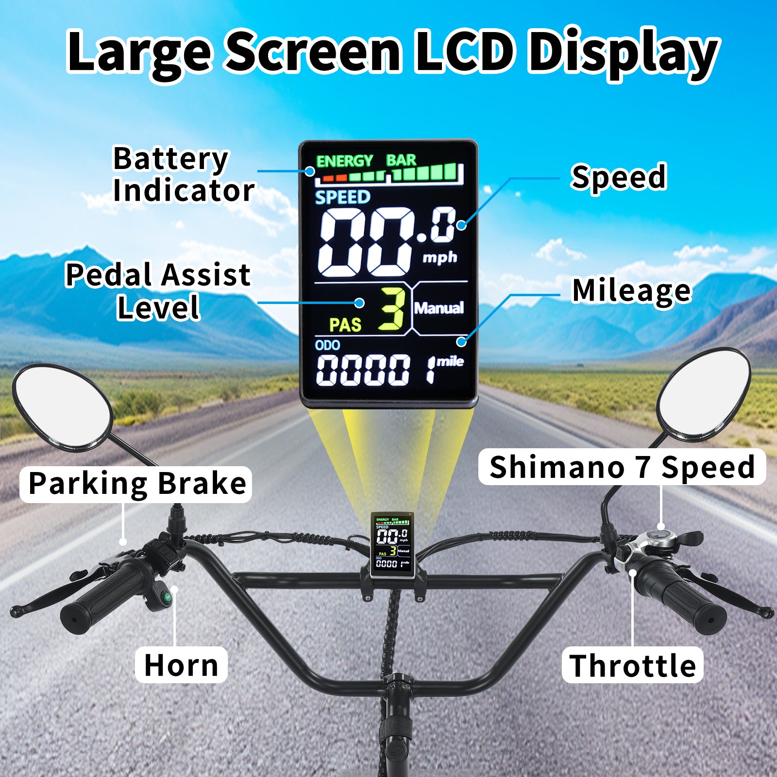 Electric Tricycle with Peak 1100W Motor, 624WH Removable Battery and Large Baskets 48V 13Ah 500W