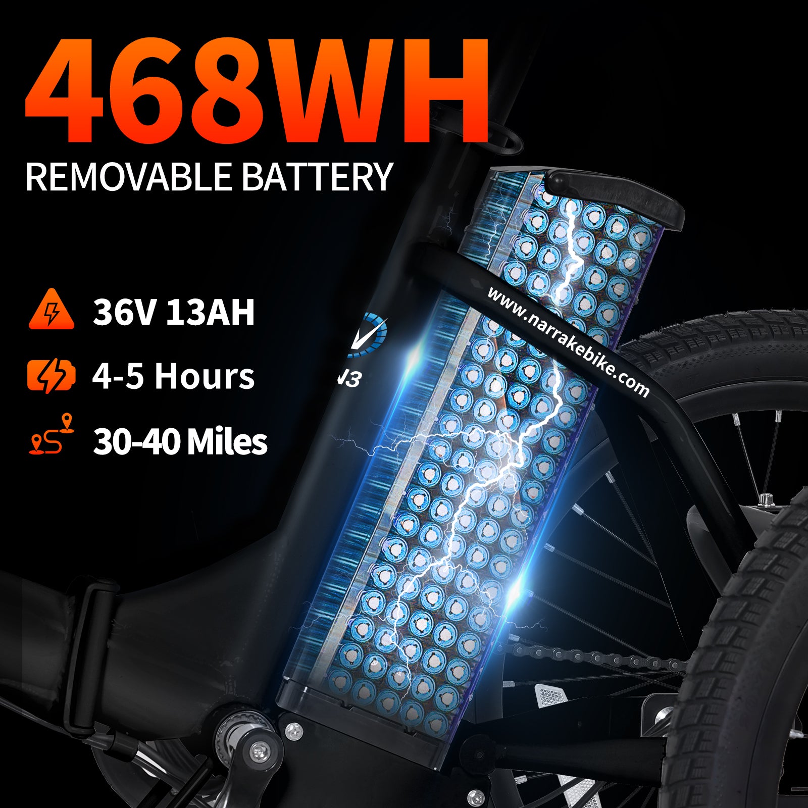 Electric Tricycle with Peak 700W Motor, 468WH Removable Battery and Large Baskets 36V 13Ah 350W