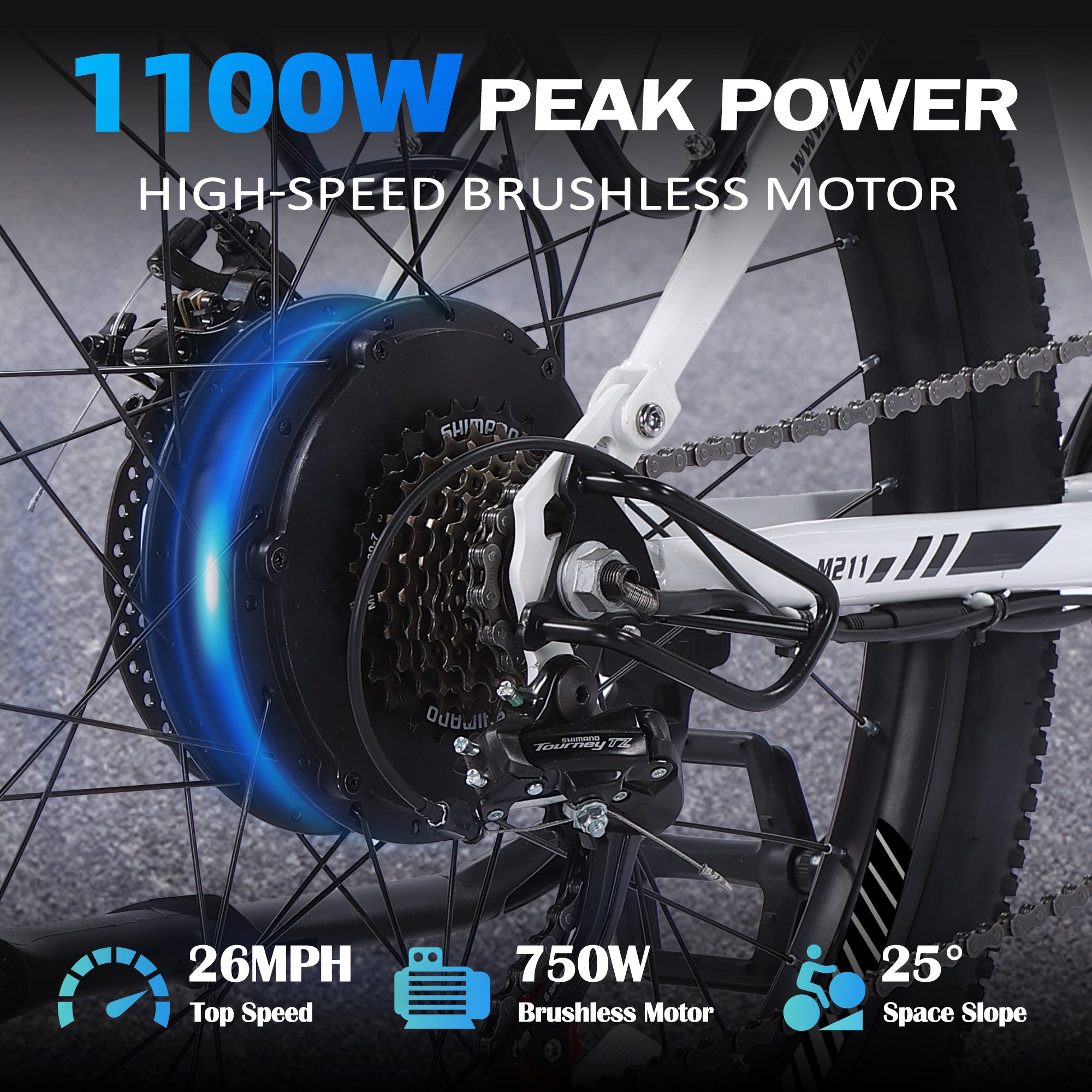 Electric Mountain Step Over E-Bike White