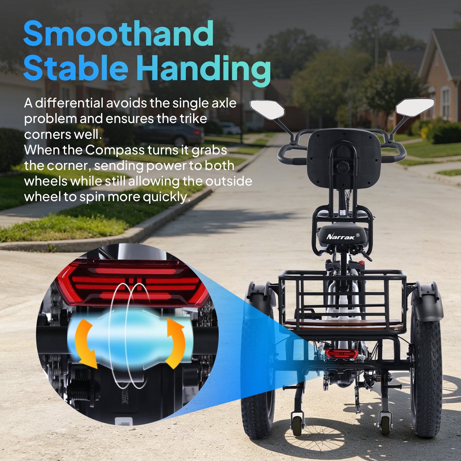 Narrak N8 semi-recumbent electric tricycle - hydraulic brake detail