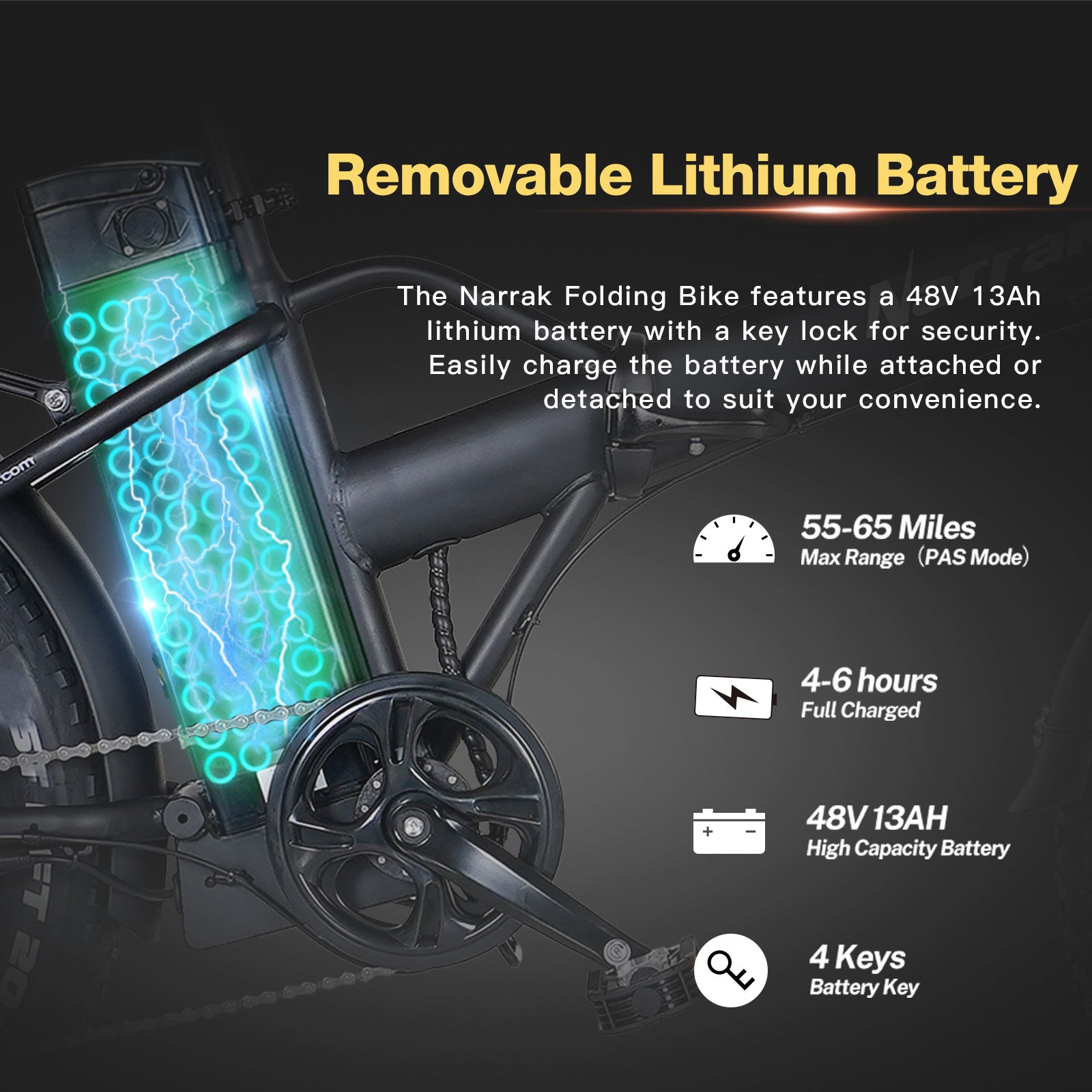 Folding Electric Bicycle with Peak 1100W Motor 48V 13AH 624WH Removable Battery Step Over / Thru E-Bike