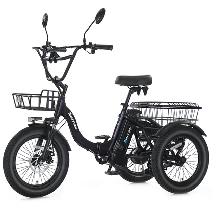 Electric Tricycle with Peak 700W Motor, 468WH Removable Battery and Large Baskets 36V 13Ah 350W