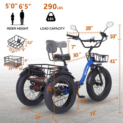 Folding Electric Tricycle S180 Blue
