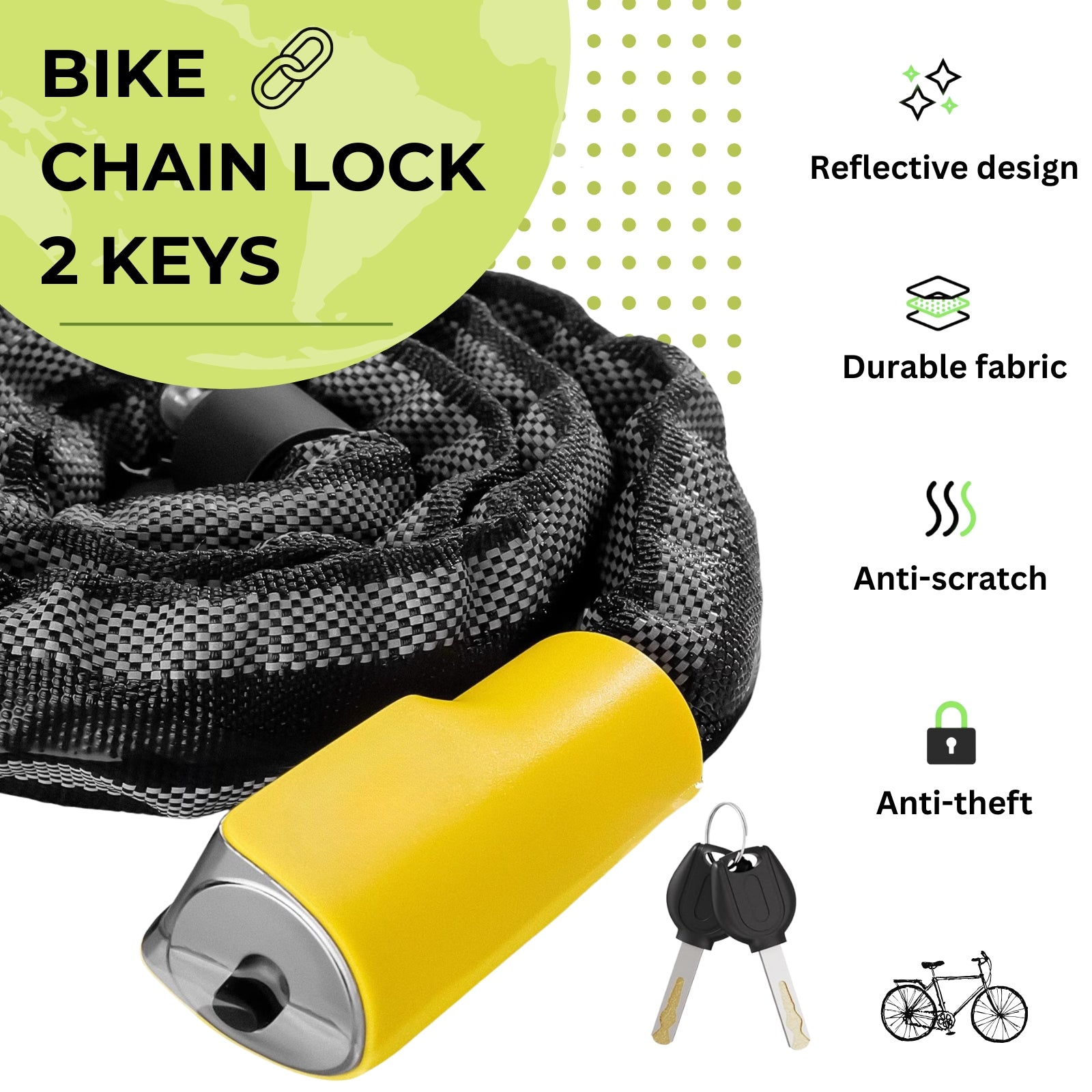 Bike Chain Lock with 2 Keys