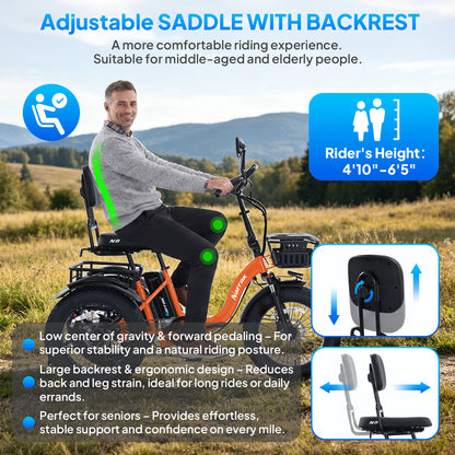 Narrak N8 semi-recumbent electric tricycle - UL-certified battery pack