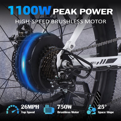 Electric Mountain Step Over E-Bike White