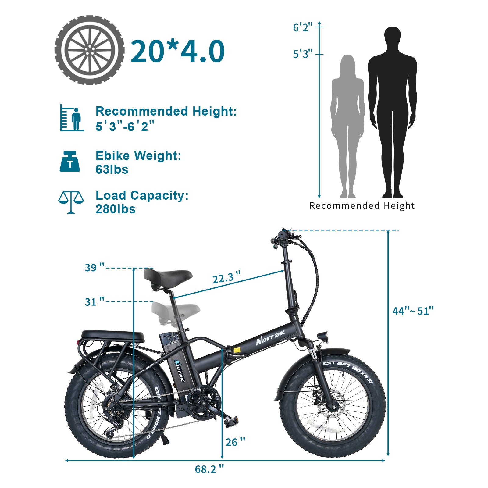 Folding Electric Bicycle with Peak 1100W Motor 48V 13AH 624WH Removable Battery Step Over / Thru E-Bike