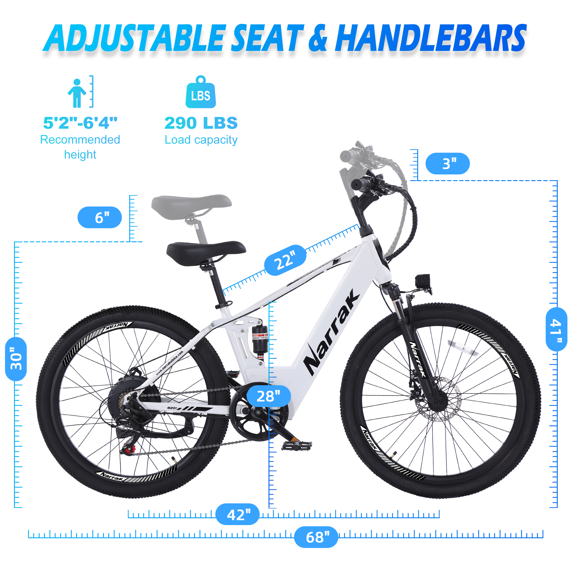 Electric Mountain Step Over E-Bike White