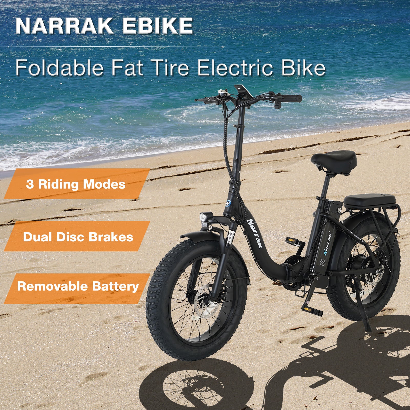 Folding Electric Bicycle with Peak 1100W Motor 48V 13AH 624WH Removable Battery Step Over / Thru E-Bike