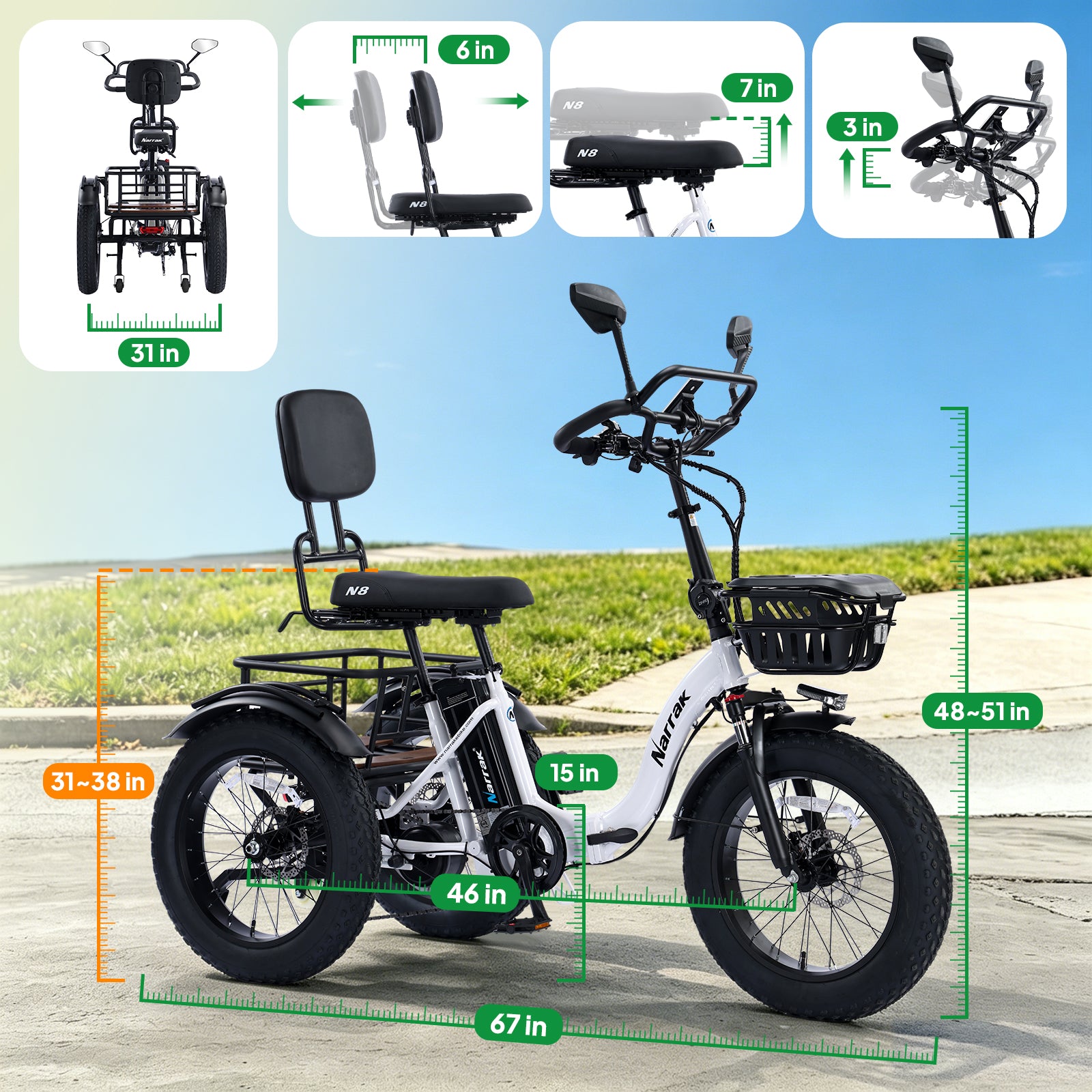 Narrak N8 semi-recumbent electric tricycle - differential system detail