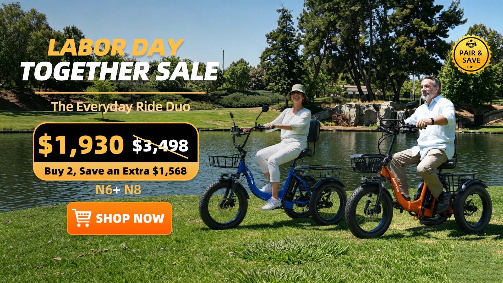 Electric Tricycle with Peak 700W Motor, 468WH Removable Battery and Large Baskets 36V 13Ah 350W
