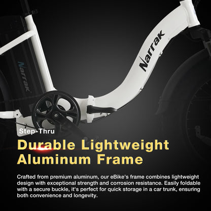 Folding Electric Bicycle with Peak 1100W Motor 48V 13AH 624WH Removable Battery Step Over / Thru E-Bike