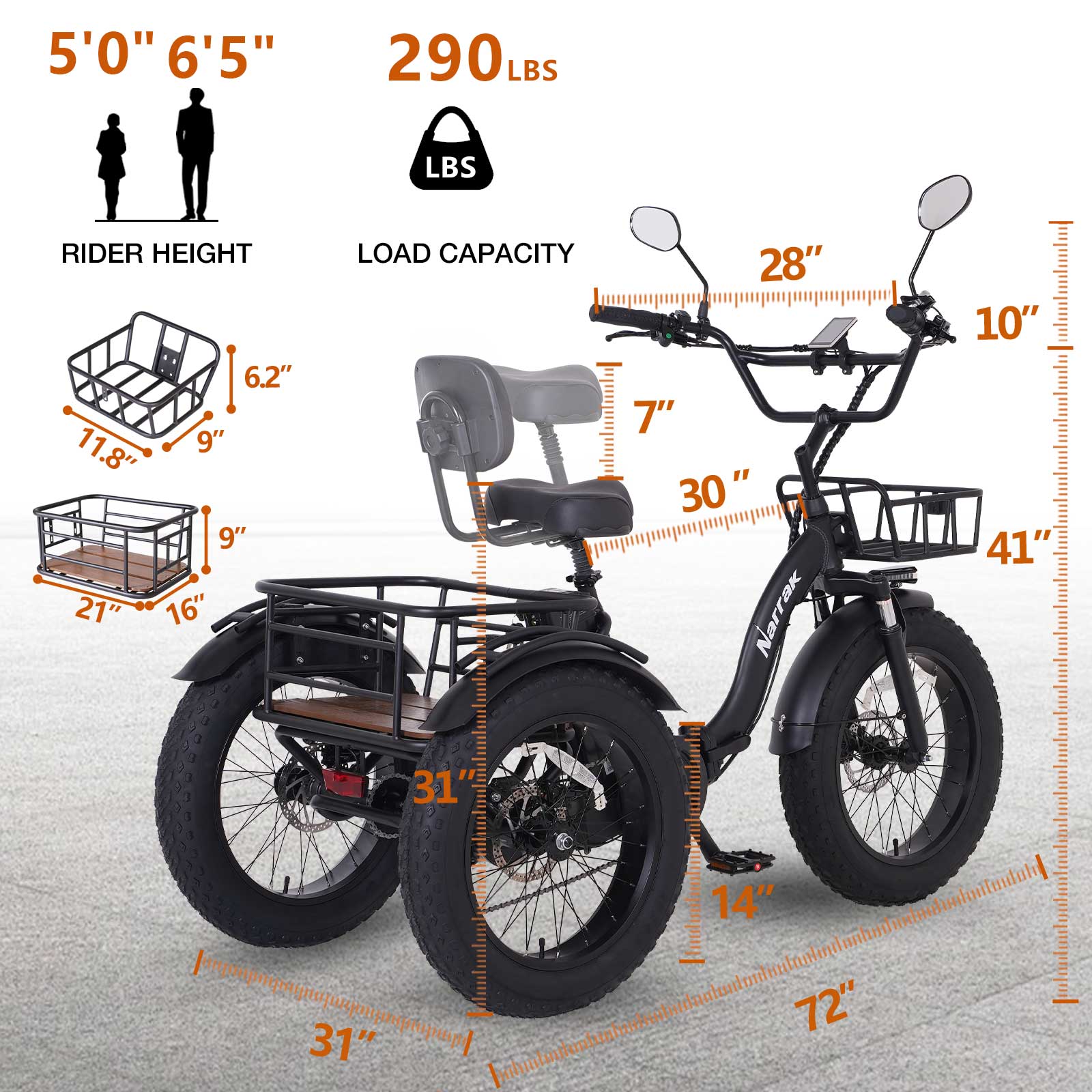 Folding Electric Tricycle S180 (Black)