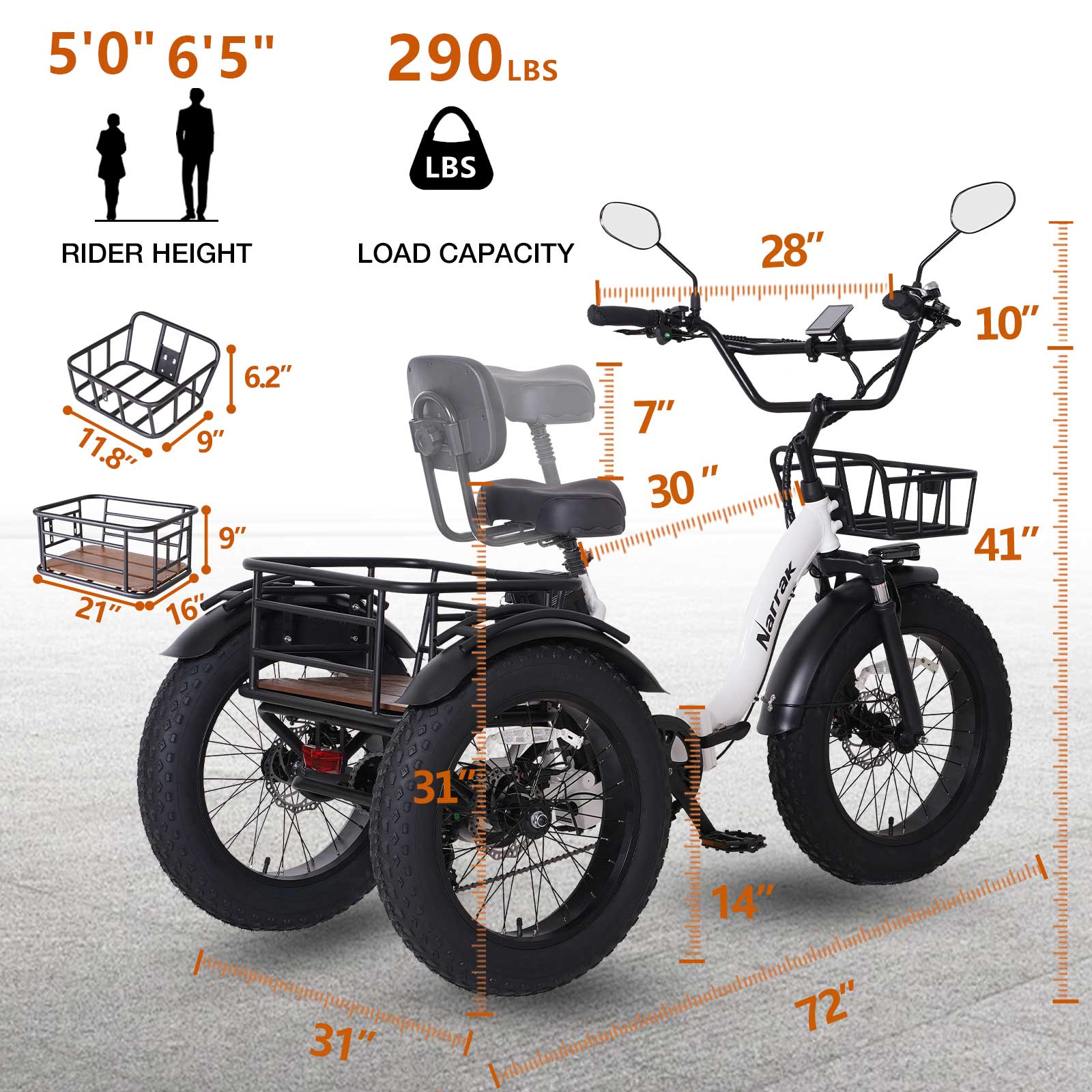 Folding Electric Tricycle S180 White