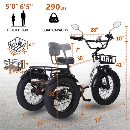 Folding Electric Tricycle S180 White