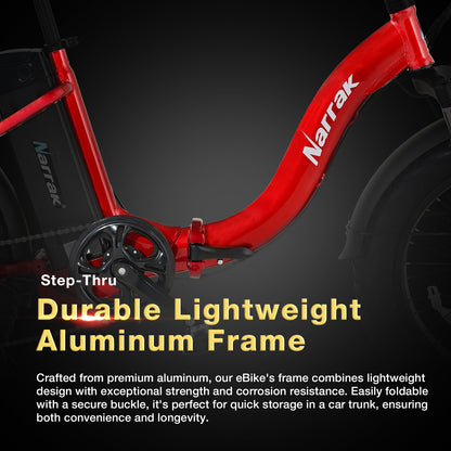 Folding Electric Bicycle with Peak 1100W Motor 48V 13AH 624WH Removable Battery Step Over / Thru E-Bike
