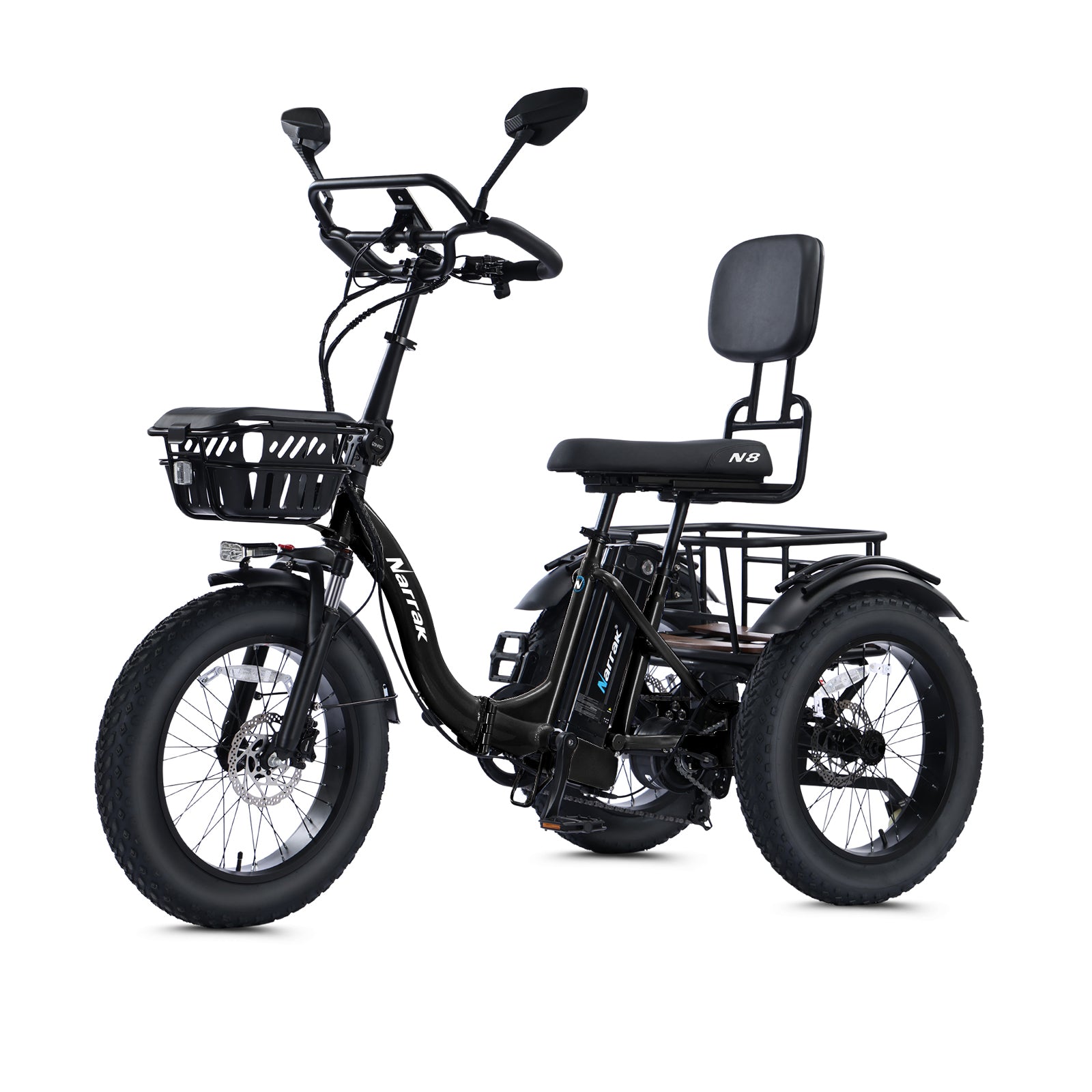 Electric Tricycle for Adults Seniors, 750W Fat Tire 3 Wheel E-Trike, 48V 13Ah UL 2849 Battery, 55-Mile Max Range, Semi-Recumbent Step-Through Adult Trike with 3 Hydraulic Brakes & Dual Baskets