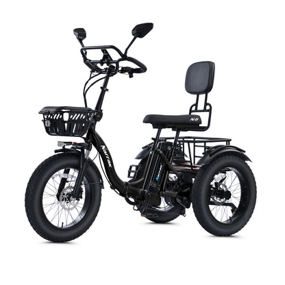 Electric Tricycle for Adults Seniors, 750W Fat Tire 3 Wheel E-Trike, 48V 13Ah UL 2849 Battery, 55-Mile Max Range, Semi-Recumbent Step-Through Adult Trike with 3 Hydraulic Brakes & Dual Baskets