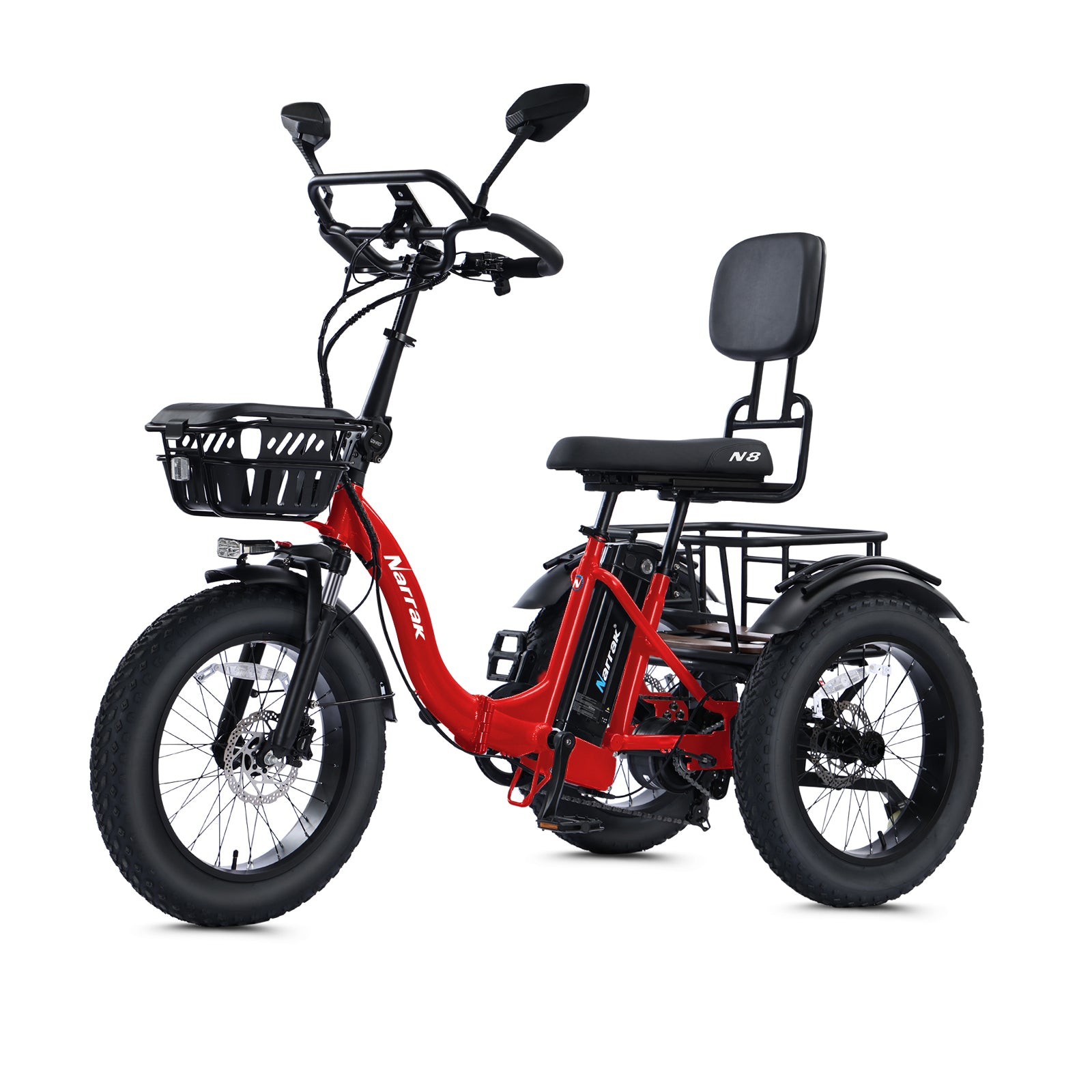 Narrak N8 semi-recumbent electric tricycle - storage basket and cargo area