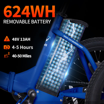 Electric Tricycle with Peak 1100W Motor, 624WH Removable Battery and Large Baskets 48V 13Ah 500W