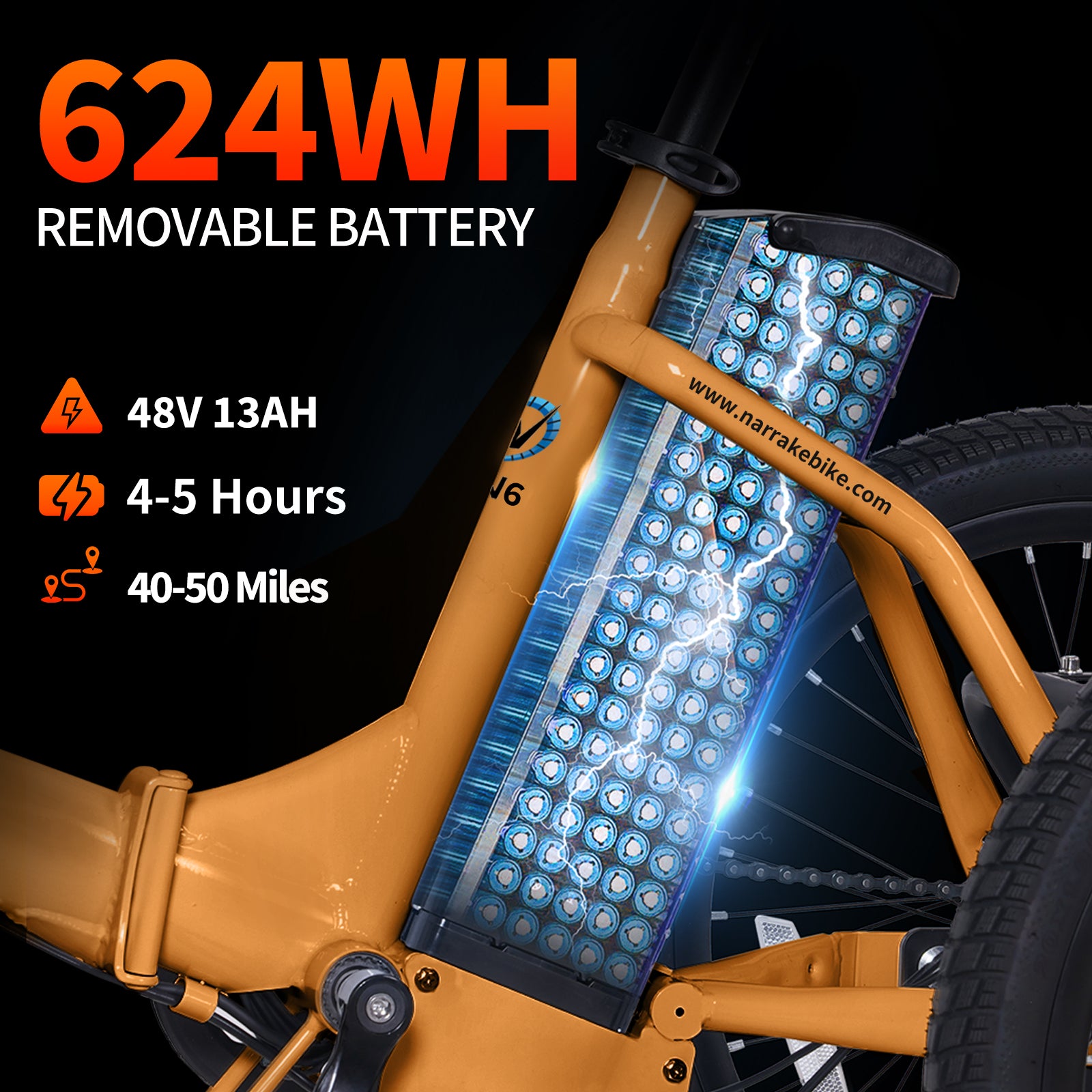 Electric Tricycle with Peak 1100W Motor, 624WH Removable Battery and Large Baskets 48V 13Ah 500W