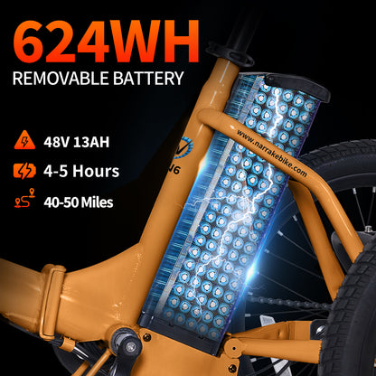 Electric Tricycle with Peak 1100W Motor, 624WH Removable Battery and Large Baskets 48V 13Ah 500W