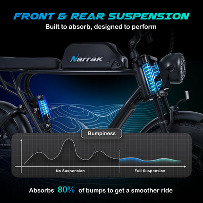 1100W Peak Motor 16"x 4.0 Fat Tires 48V 13AH Removable Battery Dirt E-Bike